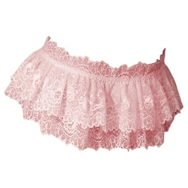 DKEGIFF Sissy Clothes For Men Gay Lingerie Male Thong Underwear Sexy Crossdressers Panties Lace Mini Skirt Elastic One Size Pink