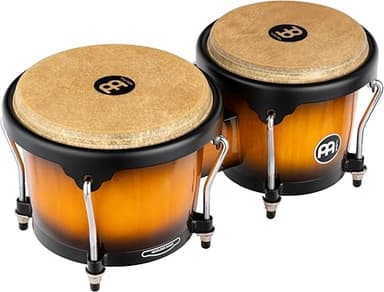 Bongos with Rubberwood Stave Shells, Headliner Series — NOT MADE IN CHINA — Natural Buffalo Skin Heads, 2-YEAR WARRANTY