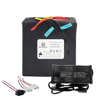 BtrPower 72V Lithium E-Bike B attery, 60Ah LiFePO4 Lithium B attery Pack with 50A BMS for 0-1800W Motor..