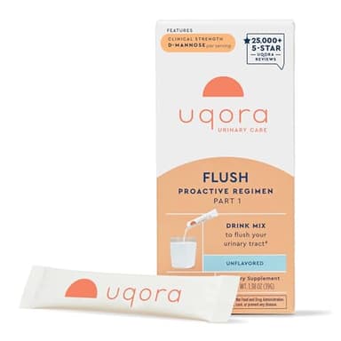 Uqora Flush - Urinary Tract* with D-Mannose, Vitamin C, Vitamin B6, Potassium, Magnesium & Calcium - Gluten-Free & Vegan - Unflavored - 10 Packets (1 Pack)