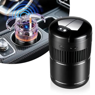 ZXRAINY Universal Car Ashtrays Intelligent Sensing For Cup Holder Smell Proof, Smokeless Ash Tray with Lid, Car Accessories Interior Gifts for Women Men, Black