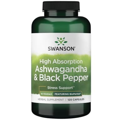 Swanson High Absorption Ashwagandha & Black Pepper - Featuring Bioperine 120 Caps