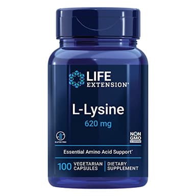 Life Extension NAC 600mg Antioxidant Immune Support & L-Lysine 620mg for Healthy Stress Response 100 Capsules Bundle