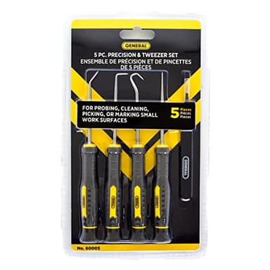 General Tools 5 Piece Precision Probe, Pick and Tweezer Set for Crafts, Hobbies, and Electronics - Hand Tools - Black