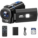 CAMWORLD Video Camera Camcorder 4K 30fps 48MP with IR Night Vision, 16X Digital Zoom Cam Corder 3.0" 270° Rotation Touch Screen Video Recorder for YouTube with Remote Control, Battery, 32GB SD Card