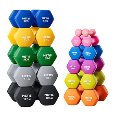 METIS Neoprene Hex Dumbbells | Premium Set of Hand Weights For Home & Gym Workouts [1LB - 35LBS] (5lbs)