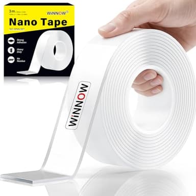 Double Sided Heavy Duty Extra Strong Adhesive Tape -Indoor/Outdoor Household Nano Tape Hanging Indoor/Outdoor Christmas Decorations, Lights, Garlands - Reusable and Damage-Free (1.18 inches x 10 feet)