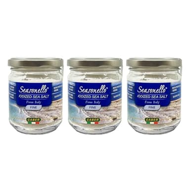 Sanniti Seasonello Fine Iodized Sea Salt, 7.05 oz – From The Sardanian Sea, Gluten-Free, With Protected Iodine, Great for All Your Dishes [Pack of 3]