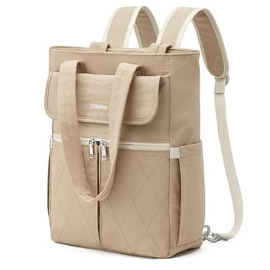 G4Free 2 in 1 Tote Backpack Fits 15" Laptop, Women Bag Daypack for College, Work, Teacher, Nurse -Khaki