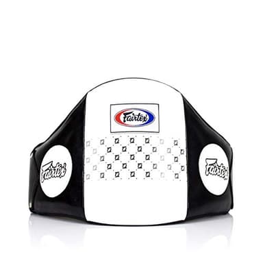 Fairtex BPV1 Muaythai Training Belly Pad | Core Protection for Coaches in Boxing, Muay Thai, Kickboxing | Syntek Leather |Maximum Durability, Secure Fit | Multi-Sport Body Protector-(Black/White)