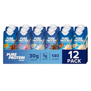 Pure Protein Protein Shake, 30g Complete Protein, Ready to Drink and Keto-Friendly, Vitamins A, C, D, and E plus Zinc to Support Immune Health, 11oz Bottles, 12 Pack, Variety Pack