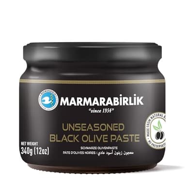 Marmarabirlik, Black Olives Spread, Turkish Olive Paste & Tapenade, Gourmet Mediterranean Flavor, Perfect for Sandwiches, Crackers, Appetizer, Dips & Salads, Vegan, Kosher, Halal, 12 Oz (340g)