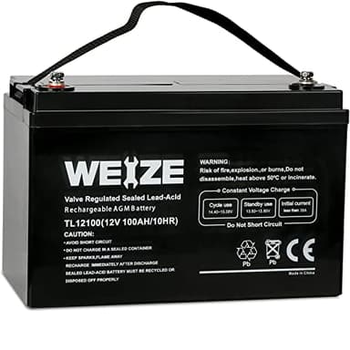 Weize Deep Cycle AGM 12 Volt 100Ah Battery, Maintenance-Free, 3% Self-Discharge Rate, 1150A Max Discharge Current, Perfect for RV, Solar, Trolling Motor, Wind, Marine, Camping and Off-Grid System