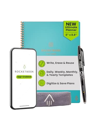 Rocketbook Flex Reusable Planner, Smart Undated, Daily, Weekly, Monthly, Annual Calendar Templates, Executive Size 6X8.8, Teal (Pack of 1)