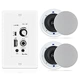 Herdio 6.5 Inch Bluetooth Ceiling Speakers 320W 2-Way Flush Mount in Wall Amplifier Receiver Suitable for Home Theater Bathroom Living Room Kitchen Office (White, Pair)