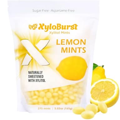 XyloBurst - Xylitol Mints | Sugar Free Breath Freshener for Oral Health | Gluten Free, Vegan, Keto Friendly | Aspartame Free | Lemon | 275 Count
