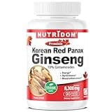 Nutridom Panax Ginseng Korean-Red 8,300mg per Day, 10% Ginsenosides, Non-GMO, Vegan, Gluten-Free, Soy-Free, and Dairy-Free, 90 Veggie Capsules