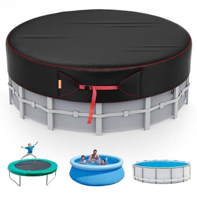 8 Ft Round Pool Cover, Solar Covers for Above Ground Pools, Stock Tank Pool Cover Protector with Accessories, Round Hot Tub Cover Ideal for Waterproof and Dustproof