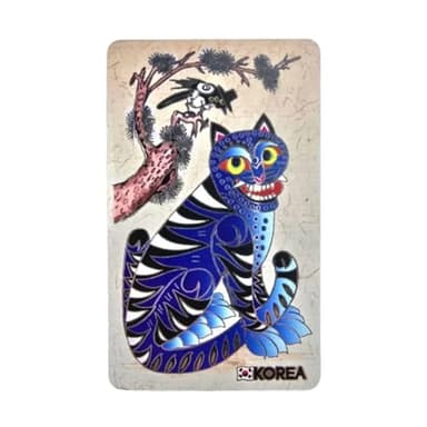 Korean Folk Art Magnet, Tiger and Magpie Minhwa Acrylic Fridge Magnet, Korean Souvenir Refrigerator Decoration, Cultural Travel Gift, 2.4x4 Inch