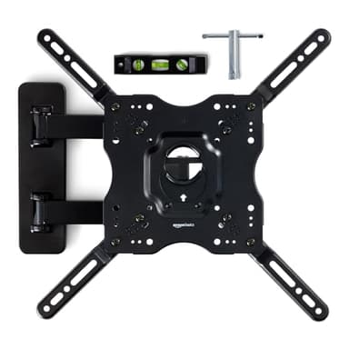 Amazon Basics Full Motion Articulating TV Wall Mount, with Swivel and Tilt, for 26" to 55" TVs and Flat Panels up to 80 Lbs, VESA Compatible, Black