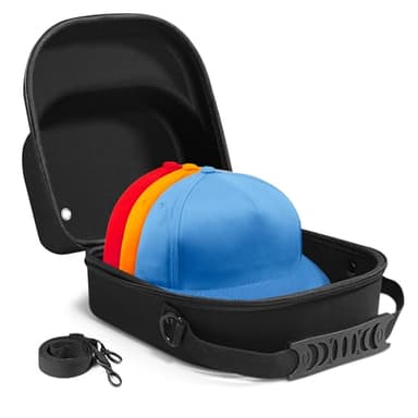 Epesoware Small Hard Hat Travel Case for Baseball Caps - Crush Proof Cap Carrier for 3 Hats, Hat Storage Organizer with Adjustable Shoulder Strap and Handle, for Travel & Home Use