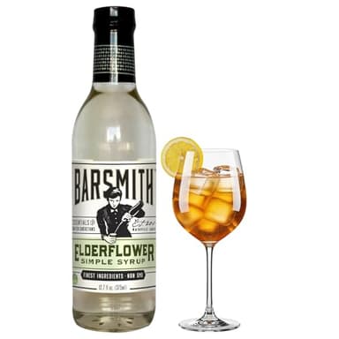 Barsmith Elderflower Simple Syrup - Delicate Floral Sweetness w/Natural Flavor - Gluten Free & Non-GMO Elderflower Syrup - Ideal for Spritz, Gimlet, Mojito, Mocktails & Cocktails - 12.7oz (Pack of 1)