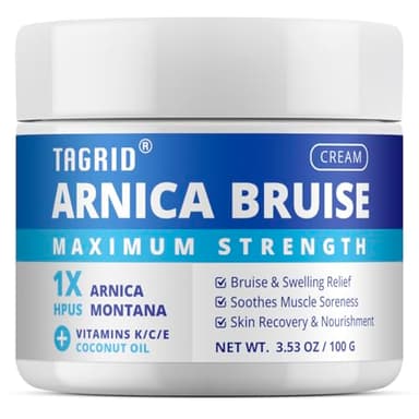 TAGRID Arnica Bruise Cream: Extra Strength Formula Suitable for Seniors, Sensitive Thin Skin - with Vitamin K for Fast Relief of Bruising, Swelling, Joint & Muscle Soreness (3.53OZ)