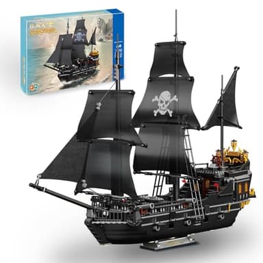 Pirate Ship Building Kit, Black Pearl Caribbean Pirate Ship Mini Building Block Sets for Adults, Pirate Ship Toys Gift for Kids Boys 8-12, Not Compatible with Lego Pirate Ship Set, 1424 PCS