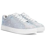 PARTY Women's Wedding Rhinestone Glitter Sneakers Low Top Platform Lace Up Comfortable Walking Shoes,Rhinestone,8