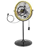 HiCFM 4400 CFM 20 Inch Outdoor Misting Fan Pedestal Standing Base with IP44 Enclosed Motor, Detachable Mist Spray Kit, 9 FT Cord & GFCI Plug, 120 Degree Tilted Head, UL Outdoor Approved