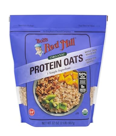 Bob's Red Mill Organic Gluten Free Protein Oats, 32oz (Pack of 1) - 9g/Serving, Non GMO, Whole Grain, Plant Based Protein, Vegan, Kosher