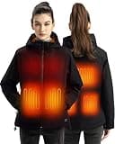Neveland Women’s Heated Jacket with Battery Pack - Soft Shell, Detachable Hood, Independent Front Back Control, Overheat Protection (Small)