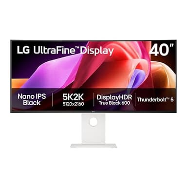 LG 40U990A-W 40-inch Ultrafine evo 5K2K WUHD (5120 x 2160) Nano IPS Curved Monitor, Thunderbolt 5, DisplayHDR 600, Built-in Speaker, 120Hz, HDMI 2.1, DP 2.1, USB C, Tilt/Height/Swivel Stand, White