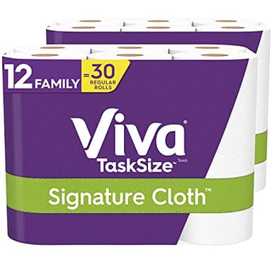 Viva Signature Cloth Paper Towels, Task Size - 12 Family Rolls (2 Packs of 6 Rolls) = 30 Regular Rolls (143 Sheets Per Roll)