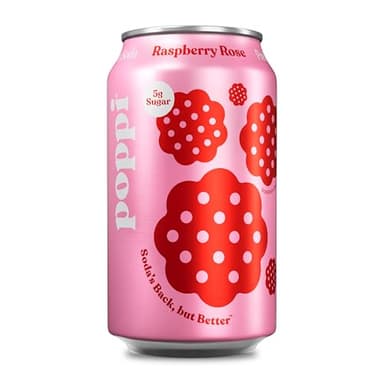 Poppi Prebiotic Soda, Raspberry Rose, 12 Fl Oz (Pack of 1)