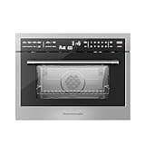 24 Inch Built-in Microwave and Convection Oven Combination, ThermoMate 1.6 Cu. Ft. Wall Oven Microwave Combos, 1000 Watt Power, Sensor Cook, Touch Control LCD Display, Stainless Steel Finish