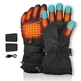 RNSSEZ Heated Gloves, Heating Gloves for Men Women Rechargeable Battery Waterproof & Windproof Thermal Touchscreen Winter Gloves for Riding Skiing Skating Hiking (L)