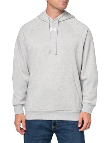 Under Armour Men's Rival Fleece Hoodie, (013) Mod Gray Light Heather/White/White, Large