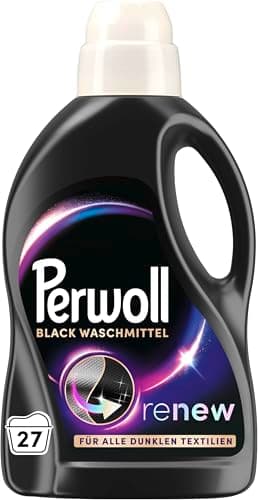 Perwoll Black Detergent (1 x 27 Wash Loads) Mild Detergent | Gently Cleans and Renews Dark Colors and Fibers | For All Dark Textiles | With Triple-Renew Technology