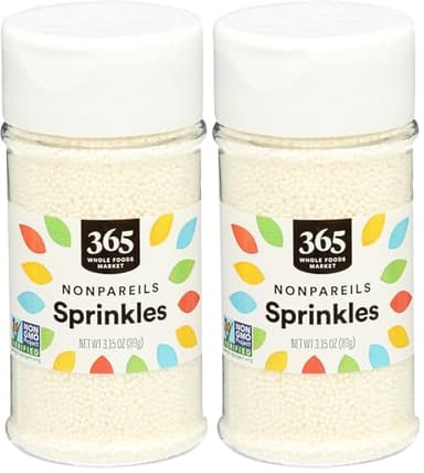 365 by Whole Foods Market, White Nonpareils Sprinkles, 3.15 Ounce (Pack of 2)