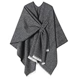 Yuuxhiz Women's Shawl Wrap Poncho Warm Cape Cardigan Open Front Shawls for Spring Fall Winter (Black)