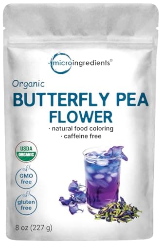 Micro Ingredients Organic Butterfly Pea Flower Tea, 8 oz (680+ Cups) | Loose Leaf Herbal Tea | Natural Blue & Purple Color | Rich in Antioxidants | Caffeine-Free, Non-GMO, No Sugar