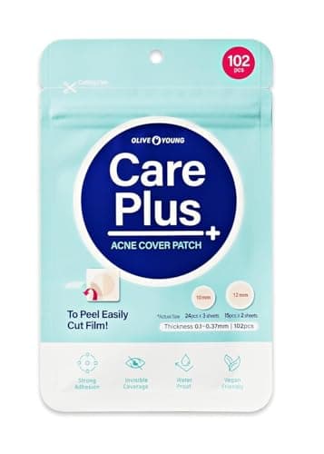 OLIVE YOUNG Care Plus Spot Patch | Hydrocolloid Acne Korean Spot Patch to Cover Zits, Pimples and Blemishes, for Troubled Skin and Face (Hydrocolloid, 102 Count (Pack of 1))