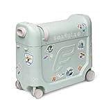 Stokke JetKids BedBox, Green Aurora - Ride-On Suitcase for Kids 2-7 Years Old (up to 77 lbs) - Transforms Into Bed - Includes Mattress, Decorative Stickers & Adjustable Carrying Strap
