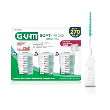 GUM Soft-Picks Original, Easy to Use Dental Picks for Teeth Cleaning and Gum Health, Disposable Interdental Brushes with Convenient Carry Case, Dentist Recommended Dental Picks, 270 Count