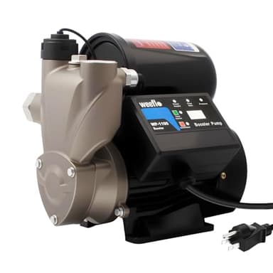 Weeflos 1.5HP Automatic Booster Pump, 1600 GPH Water Pump, 120ft Max Head, Mechanical Pressure Switch, Self-Priming Utility Pump for Shower, Irrigation, Basement, Garden, Pool (1.5HP/120FT)