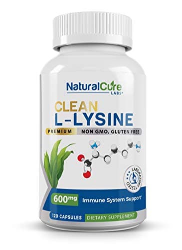 Natural Cure Labs Clean L-Lysine 600mg, 120 Capsules | Vegan, Non-GMO, & Gluten Free