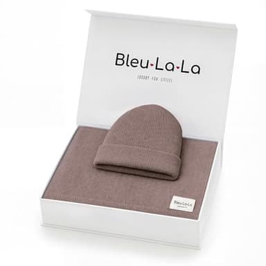 Bleu La La Baby Gift Set - Organic Cotton Newborn Blanket Essentials, Thoughtful Baby Shower & New Baby Gift for Boys & Girls (Luxe - Milk Chocolate)