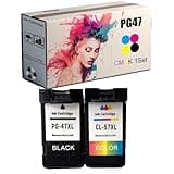 Compatible for Canon PIXMA E400 E410 E417 E460 E470 E477 E480 Printers, Ink Cartridges Replacement for Canon PG47 CL57, High Yield 600 Pages (1 Set)