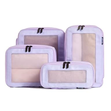 Aerotrunk Compression Packing Cubes for Travel - Luggage Organizer Bags - Double Zipper Packing Cubes for Suitcases (4-Pack, Purple)